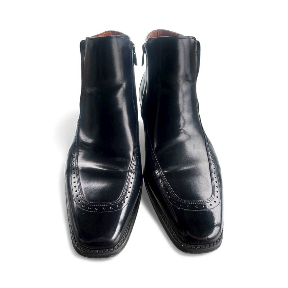 Stacy Adams Men’s Black Leather Ankle Boots Zip Dress Shoes Memory Foam Sz 13 - Picture 4 of 10